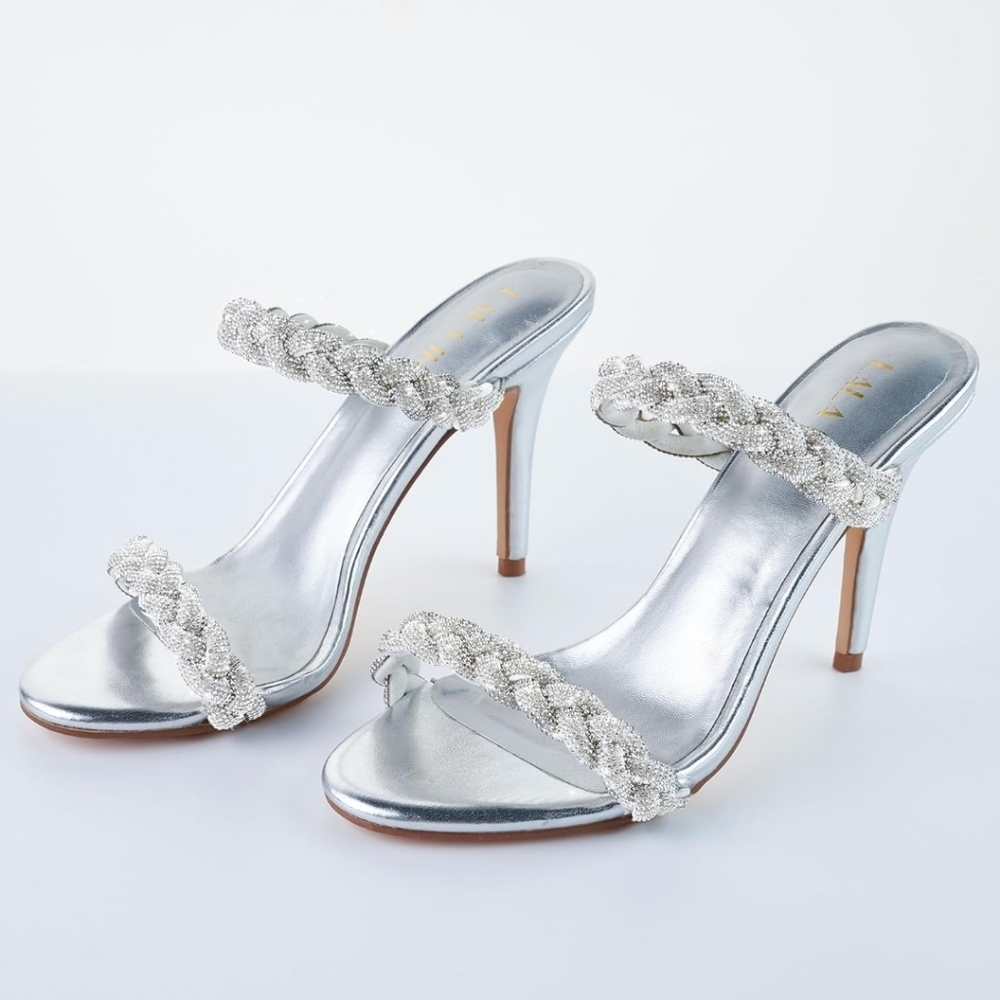 Rhinestones braided Stiletto Heels